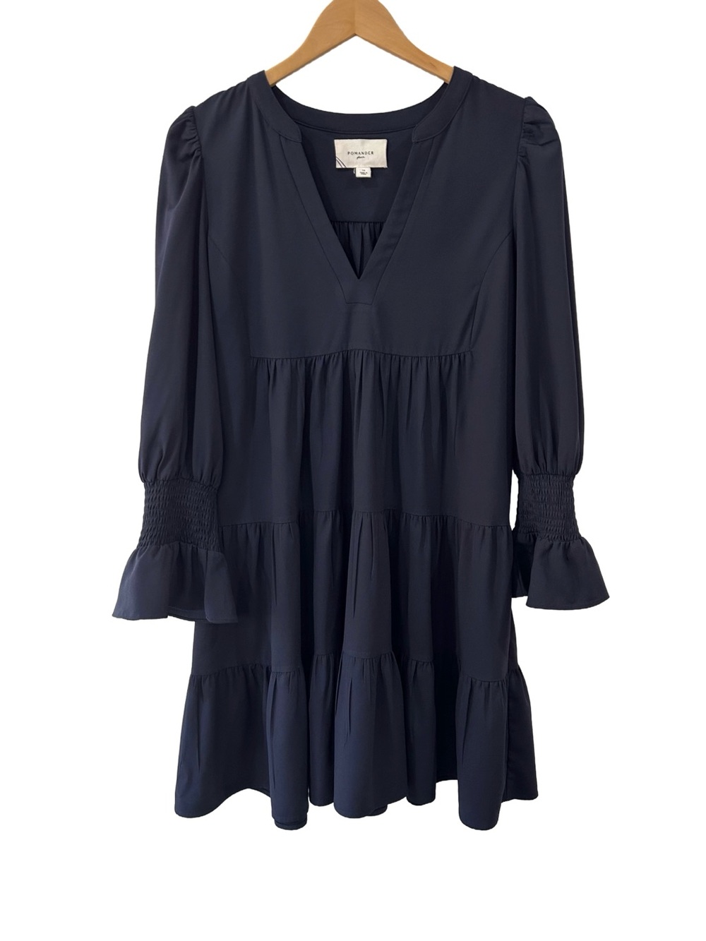 Pomander Place Kenzo crepe Dress M navy mini tiered empire preppy Tuckernuck